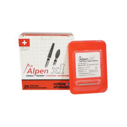 Alpen x1 Sterile Single-Use Diamond Burs, FG, Round, # 801, 1.8 mm, Medium, Gray, 25/Pk, X801M018