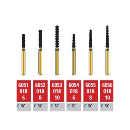 Alpen Multilayer Diamond Burs, FG, Striated Cylinder, # 6052, 1.8 mm, Super Coarse, Black, 5/Pk, R6052SC018FG