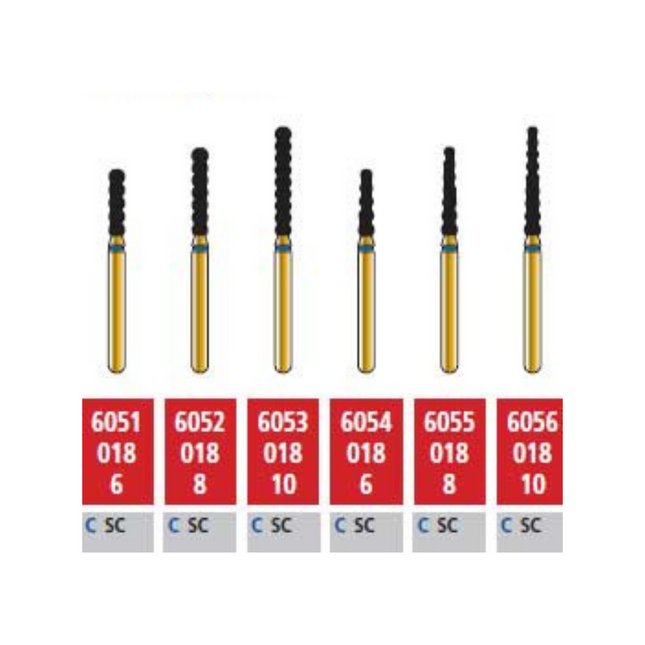 Alpen Multilayer Diamond Burs, FG, Striated Cylinder, # 6055, 1.8 mm, Super Coarse, Black, 5/Pk, 60031847