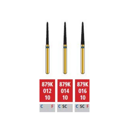 Alpen Multilayer Diamond Burs, FG, Curettage, # 879K, 1.8 mm, Super Coarse, Black, 5/Pk, 60032571