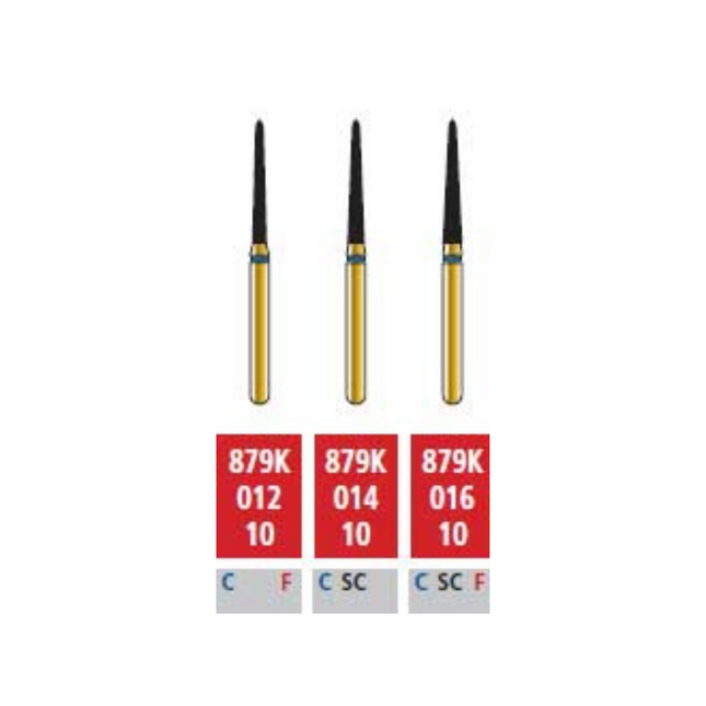Alpen Multilayer Diamond Burs, FG, Curettage, # 879K, 1.8 mm, Super Coarse, Black, 5/Pk, 60032571