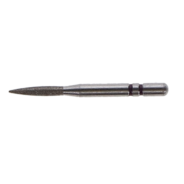 Two Striper MFS Finishing Diamond Burs, FG, Flame, # 265, 1.2 mm, Micro Fine 1, Purple, 5/Pk