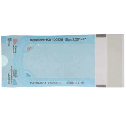 HSB - 2.25"?x?4" - Paper/Blue Film Self-Sealing Sterilization Pouch 200/Bx