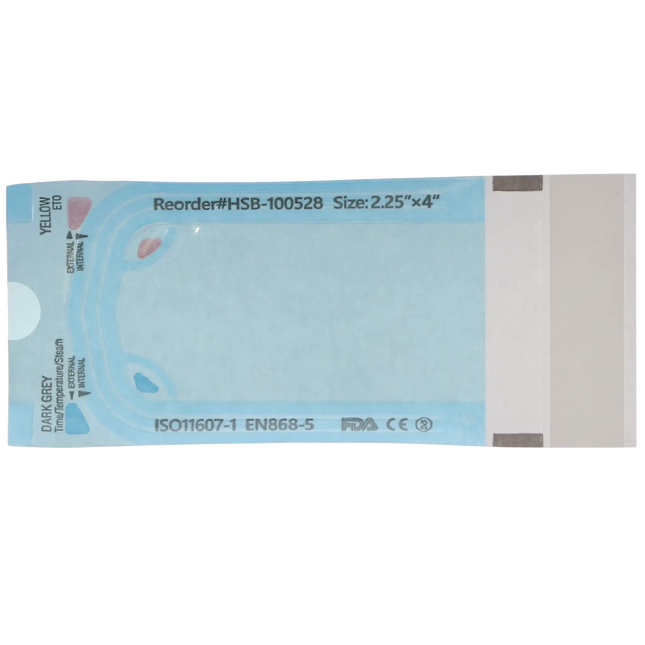 HSB - 2.25"?x?4" - Paper/Blue Film Self-Sealing Sterilization Pouch 200/Bx