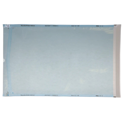 HSB - 12"?x?18" - Paper/Blue Film Self-Sealing Sterilization Pouch 200/Bx
