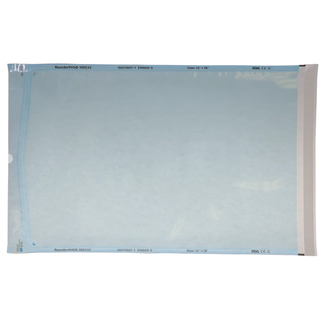 HSB - 12"?x?18" - Paper/Blue Film Self-Sealing Sterilization Pouch 200/Bx