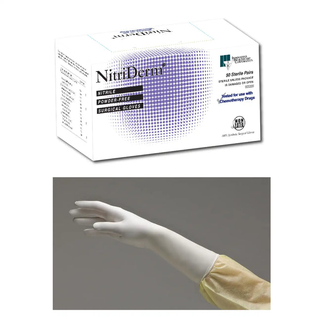 Nitriderm Nitrile Sterile Surgical Gloves 50pr/Bx Size 6.0