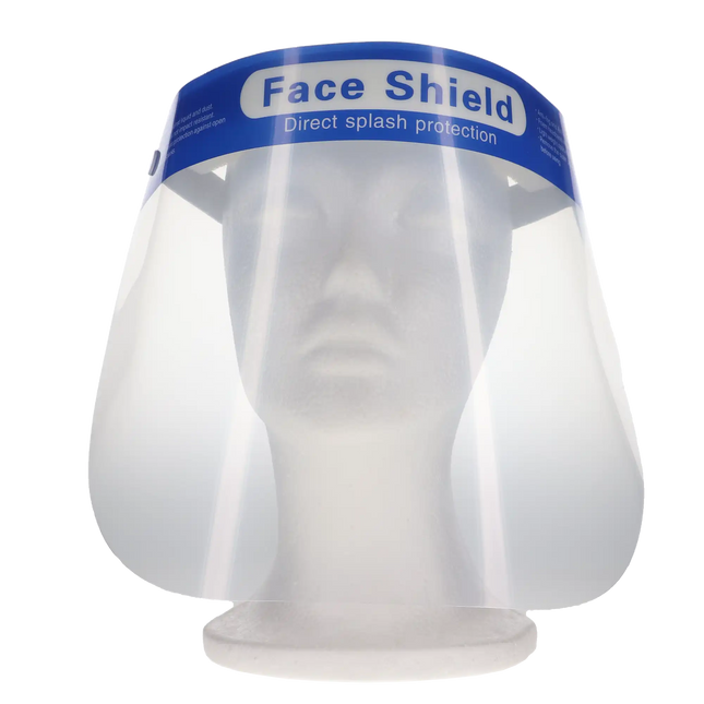 HSB - Disposable Face Shield , 32cm x 22cm, Blue form. Anti-fog on both sides.