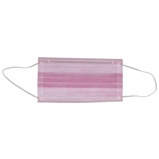 HSB - Earloop 3-PLY Masks 50/Bx ASTM 1 Pink  BFE=>95, PFE=>95, Synthetic Blood 80 mmHg
