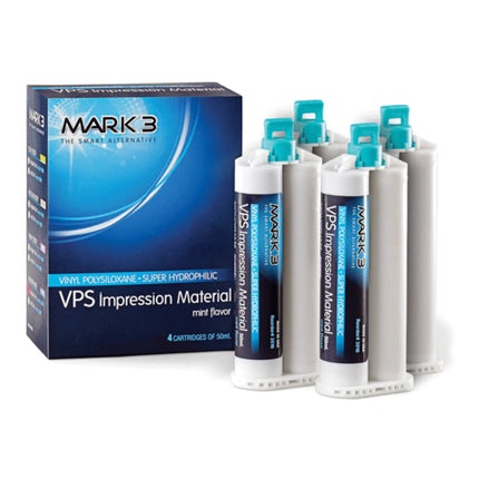 Mark3 - Vps Impression Material Light Body Fast Set 4 X 50 Ml Cartridges. Pleasant Mint Flavor