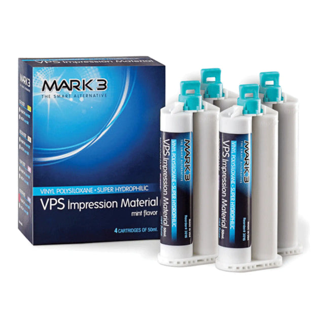 Mark3 - Vps Impression Material Light Body Fast Set 4 X 50 Ml Cartridges. Pleasant Mint Flavor