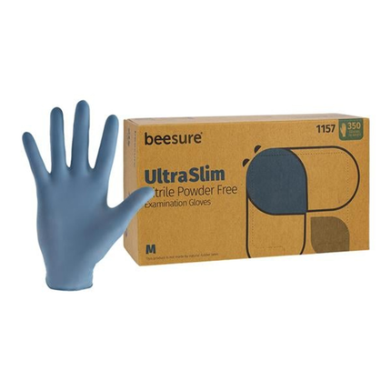 BeeSure UltraSlim Nitrile Gloves 350/Box Medium, BE1157
