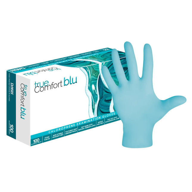 True Comfort Blu Chloroprene Gloves 100/Pk X-Small