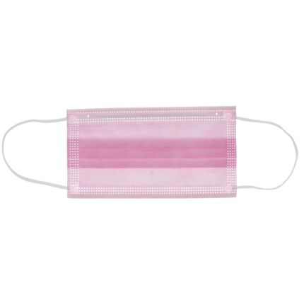 HSB - Earloop 3-PLY Masks 50/Bx ASTM 2 Pink BFE=>98, PFE=>98, Synthetic Blood 120 mmHg