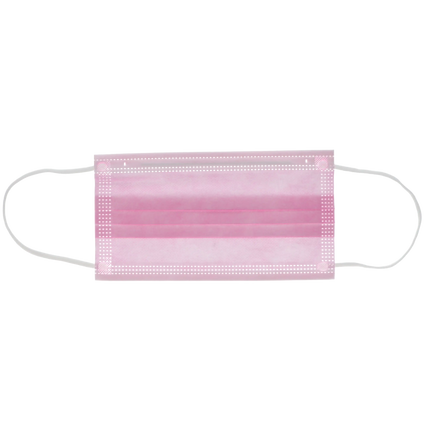 HSB - Earloop 3-PLY Masks 50/Bx ASTM 3 Pink  BFE=>98, PFE=>98, Synthetic Blood 160 mmHg
