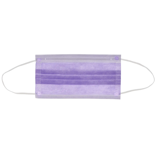 HSB - Earloop 3-PLY Masks 50/Bx ASTM 3 Lavender  BFE=>98, PFE=>98, Synthetic Blood 160 mmHg