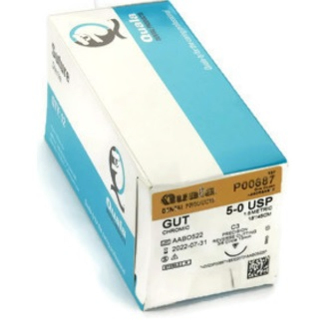 Sutures, Chromic Gut, 5/0, C-3, 18", 12/Pk, P00687
