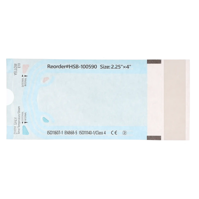 HSB - 2.25"?x?4" - Paper/Blue Film Self-Sealing Sterilization Pouch, Bulk Pack 500/Bx