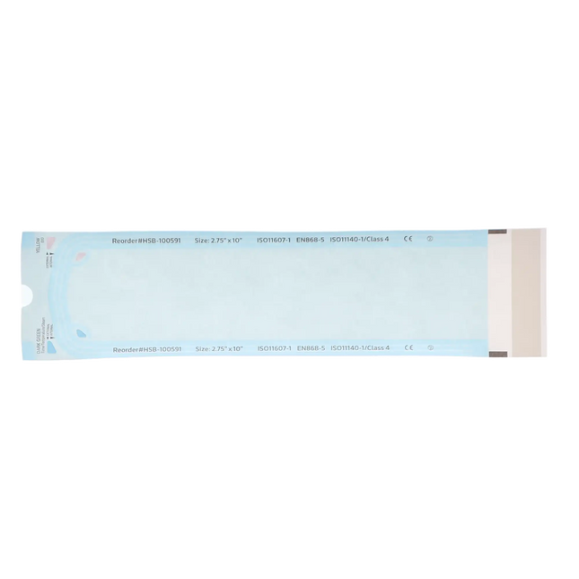 HSB - 2.75"?x?10" - Paper/Blue Film Self-Sealing Sterilization Pouch, Bulk Pack 500/Bx