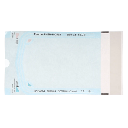 HSB - 3.50"?x?5.25" - Paper/Blue Film Self-Sealing Sterilization Pouch, Bulk Pack 500/Bx