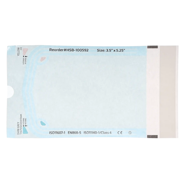 HSB - 3.50"?x?5.25" - Paper/Blue Film Self-Sealing Sterilization Pouch, Bulk Pack 500/Bx