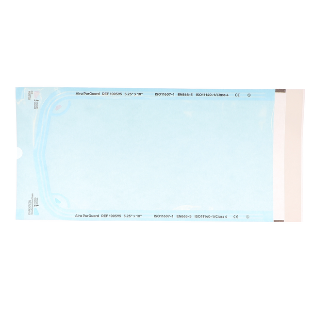 HSB - 5.25"?x?10" - Paper/Blue Film Self-Sealing Sterilization Pouch, Bulk Pack 500/Bx