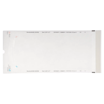 HSB - 5.25"?x?11" - Paper/Clear Film Self-Sealing Sterilization Pouch Bulk Pack 500/Bx