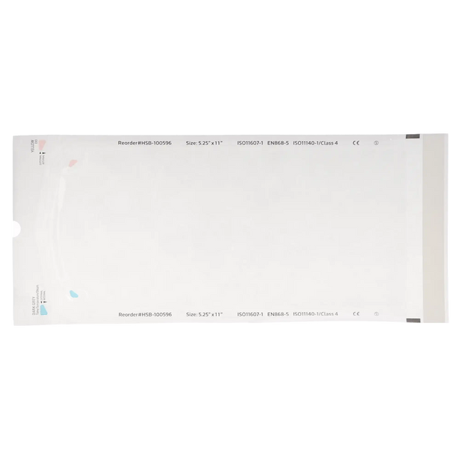 HSB - 5.25"?x?11" - Paper/Clear Film Self-Sealing Sterilization Pouch Bulk Pack 500/Bx