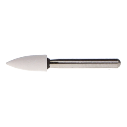 HSB - FL2 FG White Mounted Stone, 12/Pk. Flame finishing stones. Aluminum Oxide for fine finishing of composites (Equiv Shofu 0244)