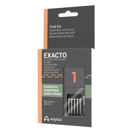 Angelus - Exacto Translucent Posts Trial Kit #1. 5 posts & 1 bur
