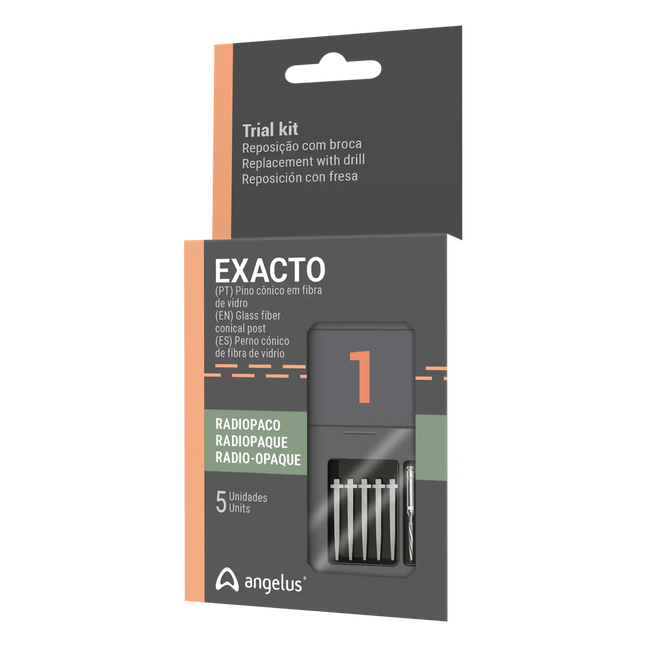 Angelus - Exacto Translucent Posts Trial Kit #1. 5 posts & 1 bur