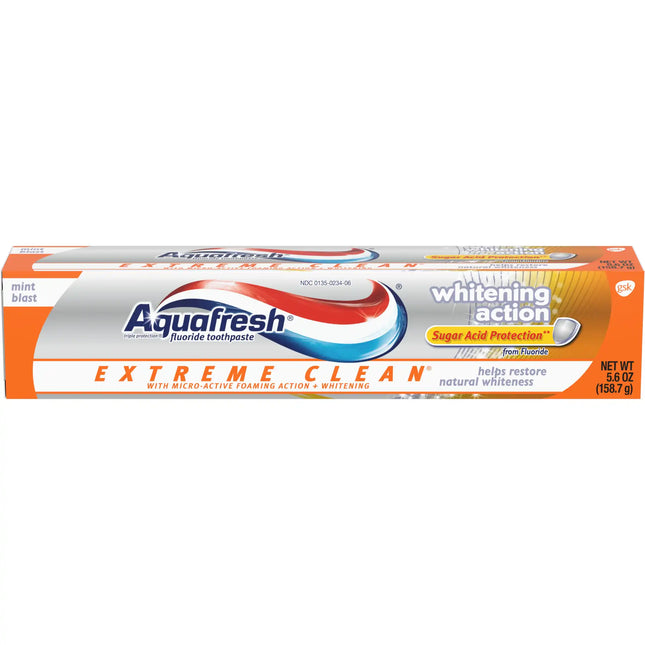 Aquafresh? Extreme Clean? Fluoride Toothpaste with Whitening Action, Mint Blast flavor, 5.6 oz. tube, 12/cs
