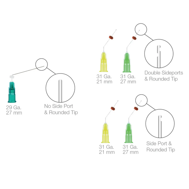 Pac-Dent - OptiProbe Double Sideport Irrigator Needle Tips, 31ga, 21 mm, Yellow, 50/Pk