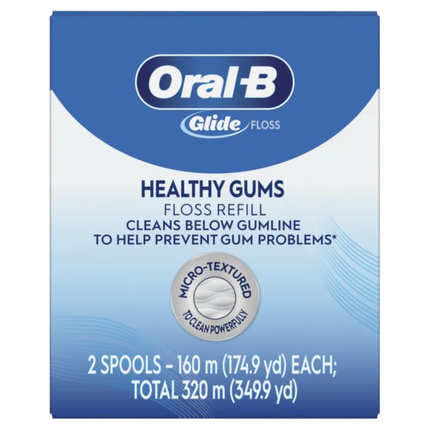 Oral-B Glide Healthy Gums Floss 160M Refill unflavored, 2 count (replaces 80303244)