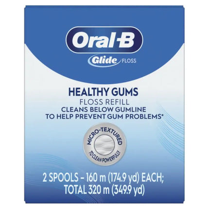 Oral-B Glide Healthy Gums Floss 160M Refill unflavored, 2 count (replaces PROC-80303244)