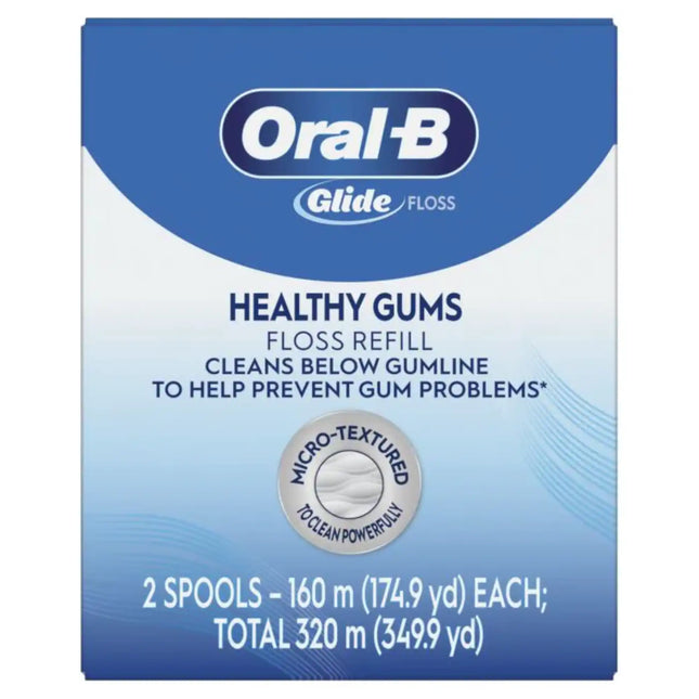 Oral-B Glide Healthy Gums Floss 160M Refill unflavored, 2 count (replaces PROC-80303244)