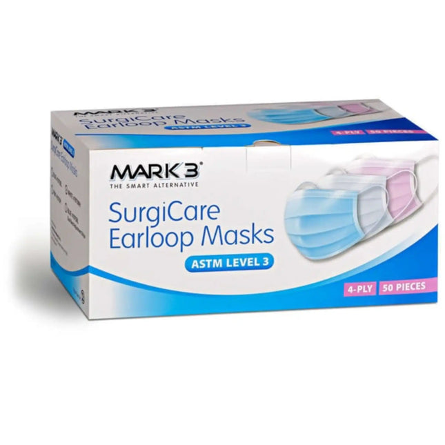 Mark3 - Surgicare Earloop Face Masks Astm Level 3 Blue 50/box