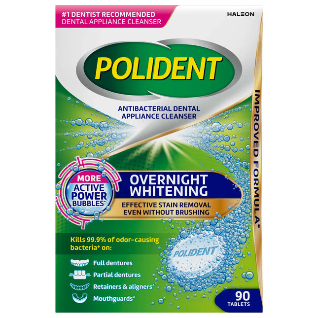 Polident Overnight Denture Cleanser Tabs 1 x 90  (Replaces GLA-03447) **Discontinued