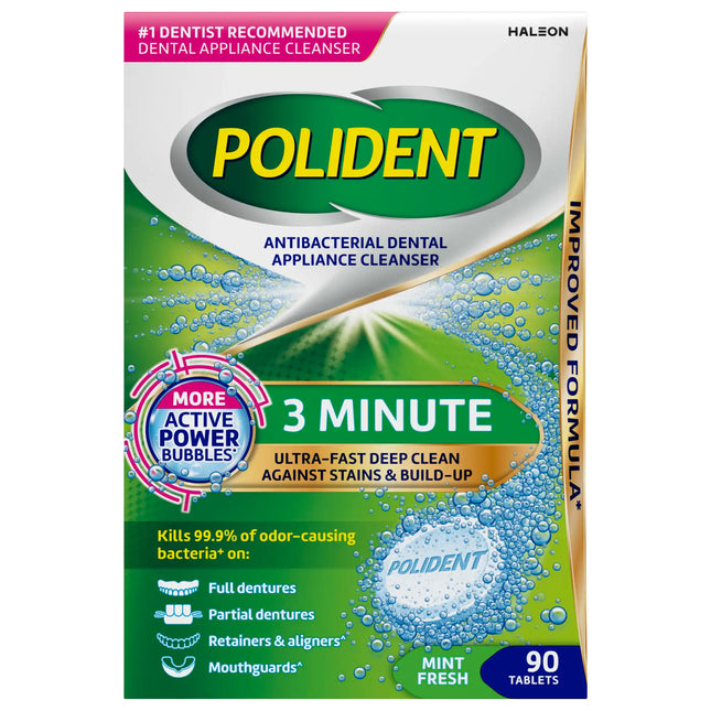 Polident 3-Minute Denture Cleanser Tabs 1 x 90  (Replaces GLA-05316)