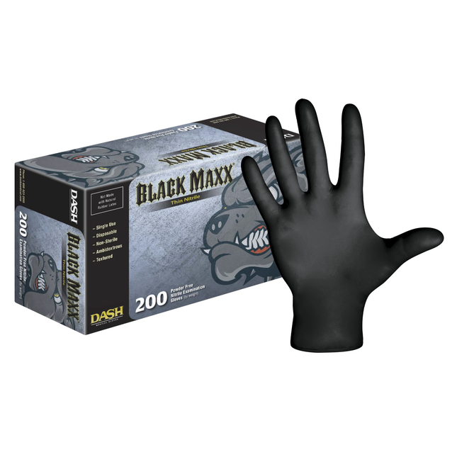 Black Maxx Nitrile Exam Gloves, Thin, Powder-Free, Small, 200/Box, BMNT200S