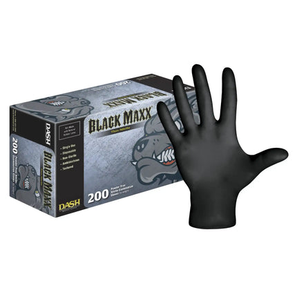 Dash - Black Maxx Nitrile Exam Gloves, Thin, Powder-Free, Double XL , 200/Box