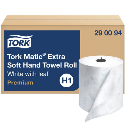 ESSITY Tork Hand Towel Roll, Premium, White, 2-Ply, Embossed, H1, 6 rl/cs