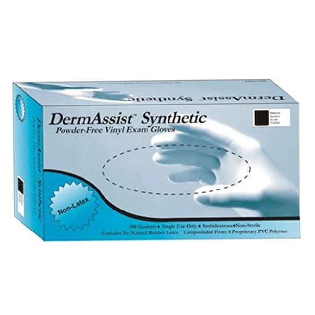 Dermassist Gloves, Exam, Large, Vinyl, Non-Sterile, Pf, Smooth, 100/Bx, 1/Box