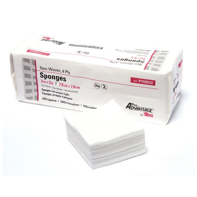 ProAdvantage - Non-Woven 3x3 Sponges, 4ply, case of 4000