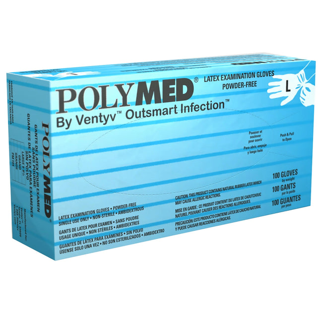 Polymed Latex Large Exam Gloves, box of 100