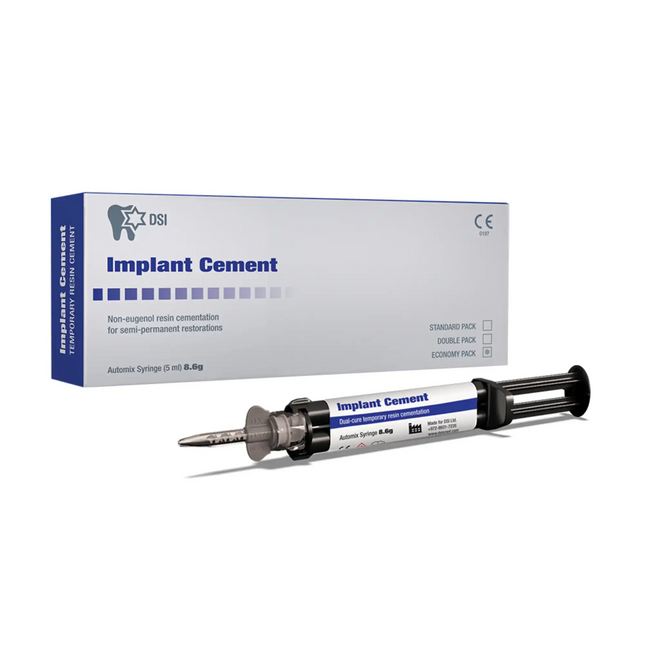 DSI - Implant Cement 8.6G 5Ml Automix syr & 10 Tips. Temporary Dual-Cure Eugenol-Free