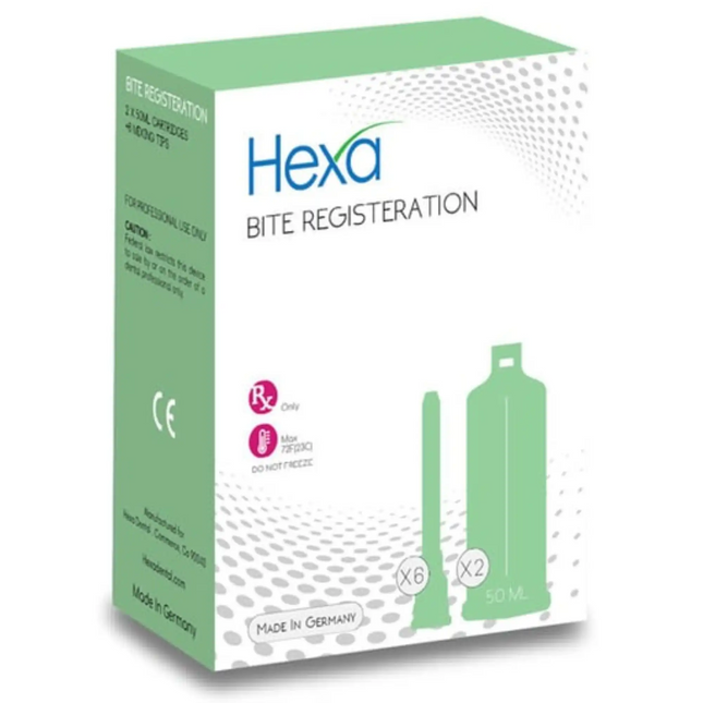 Hygedent - Hexa Bite Registration Fast Set 2 50 Ml Cartridges & 6 Mixing Tips. Working Time: 30 Sec