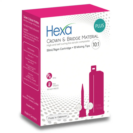 Hygedent - Hexa Temp Crown & Bridge Material A3.5 Shade 1 50 Ml 76 G Cartridge 10 Mixing Tips. 10:1