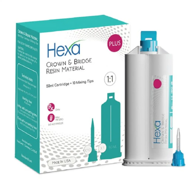 Hygedent - Hexa Temp Crown & Bridge Resin Material Self Cure 1:1 Ratio Shade A3 1X 50 Ml 76 G Cartridge