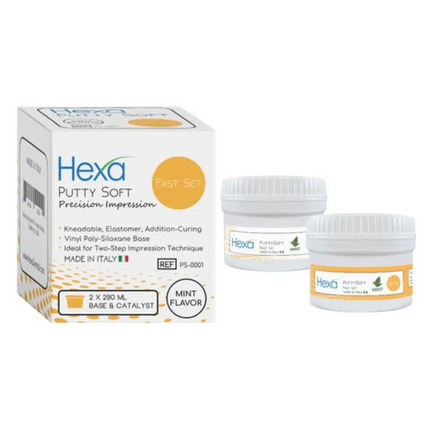 Hygedent - Hexa Vps Putty Soft Fast Set Mint 290 Ml Each Base & Catalyst. Precision Impression